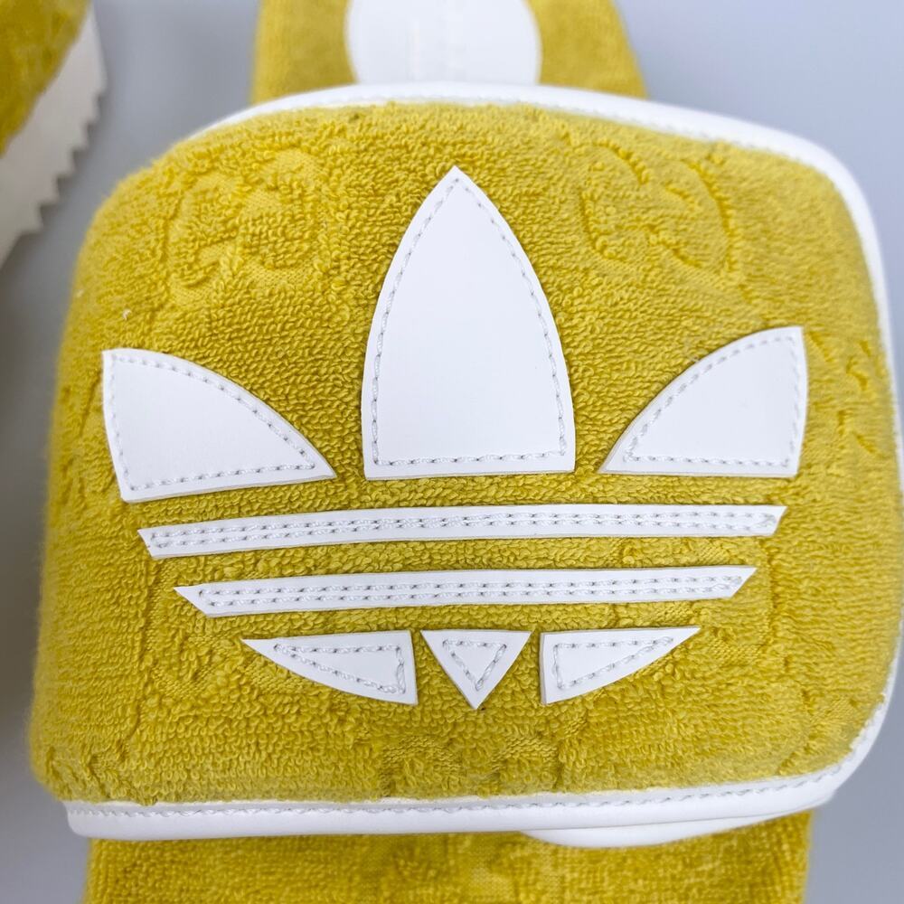 NIB Gucci x Adidas GG Platform Sandal Size 40 Slides Yellow - Picture 14 of 16